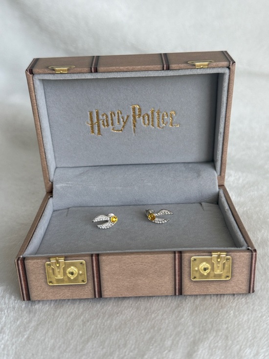Wizarding World Of Harry Potter Jewelry - Harry Potter Golden Snitch Stud Earrings - Yellow Crystal on Silver